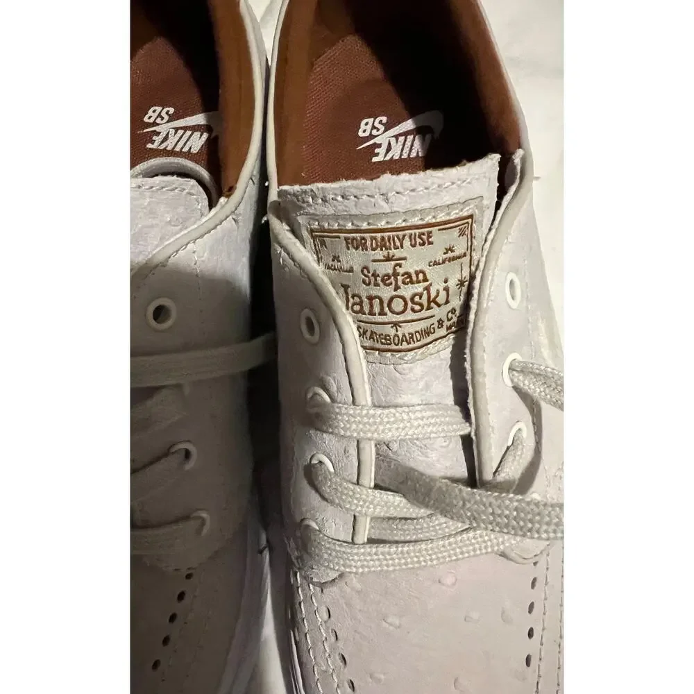 Nike Zoom Stefan Janoski L sneakers ivory ostrich leather & hazelnut accents 6 - Picture 9 of 10